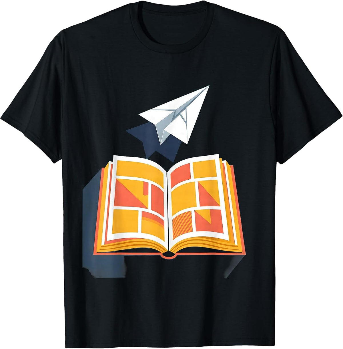 Men's Third Grade Teacher Paper Airplane Bookworm Gift T-Shirt - Black