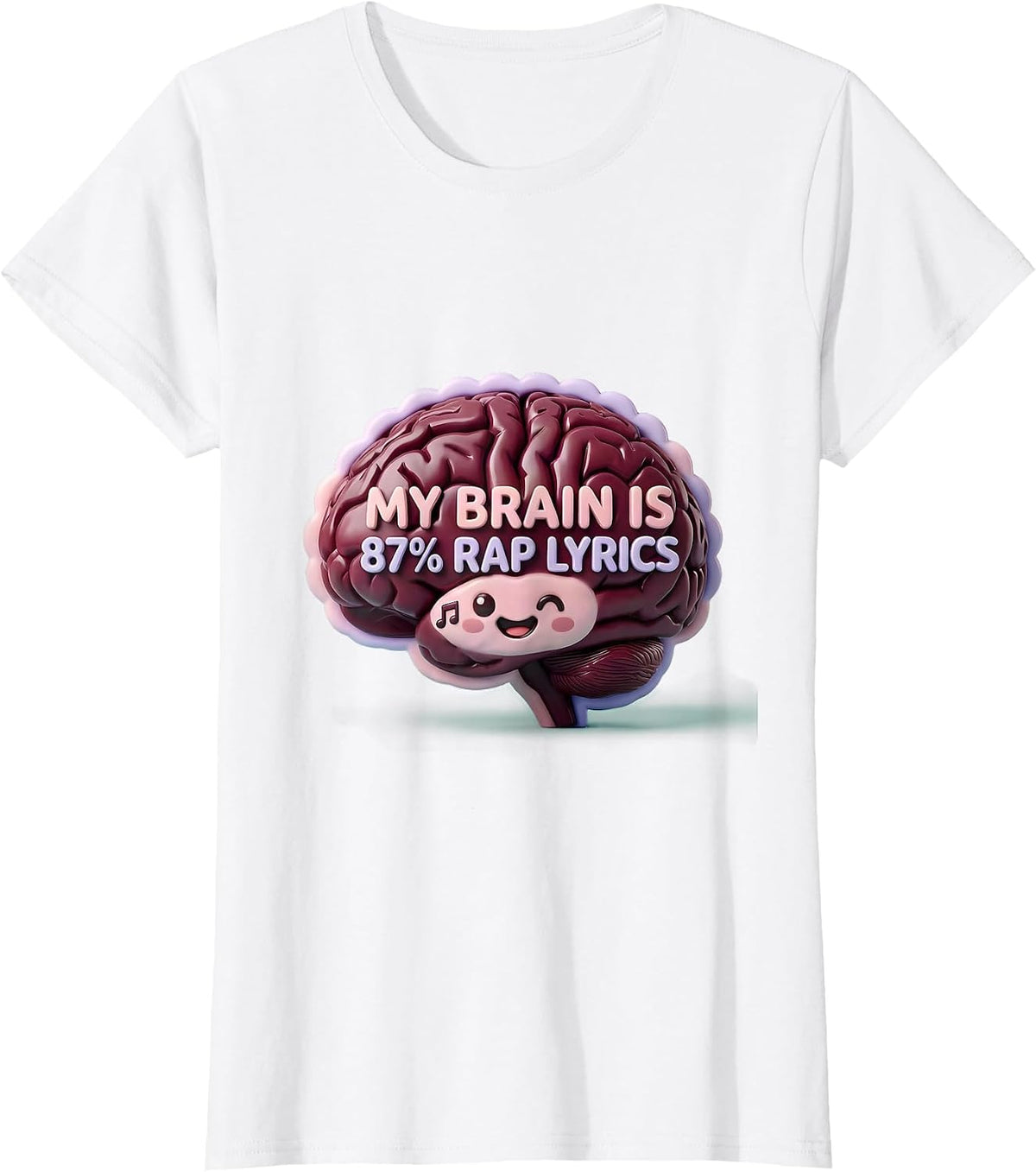My Brain Is 87% Rap Lyrics Cute Kawaii Music Lover Humor T-Shirt - White
