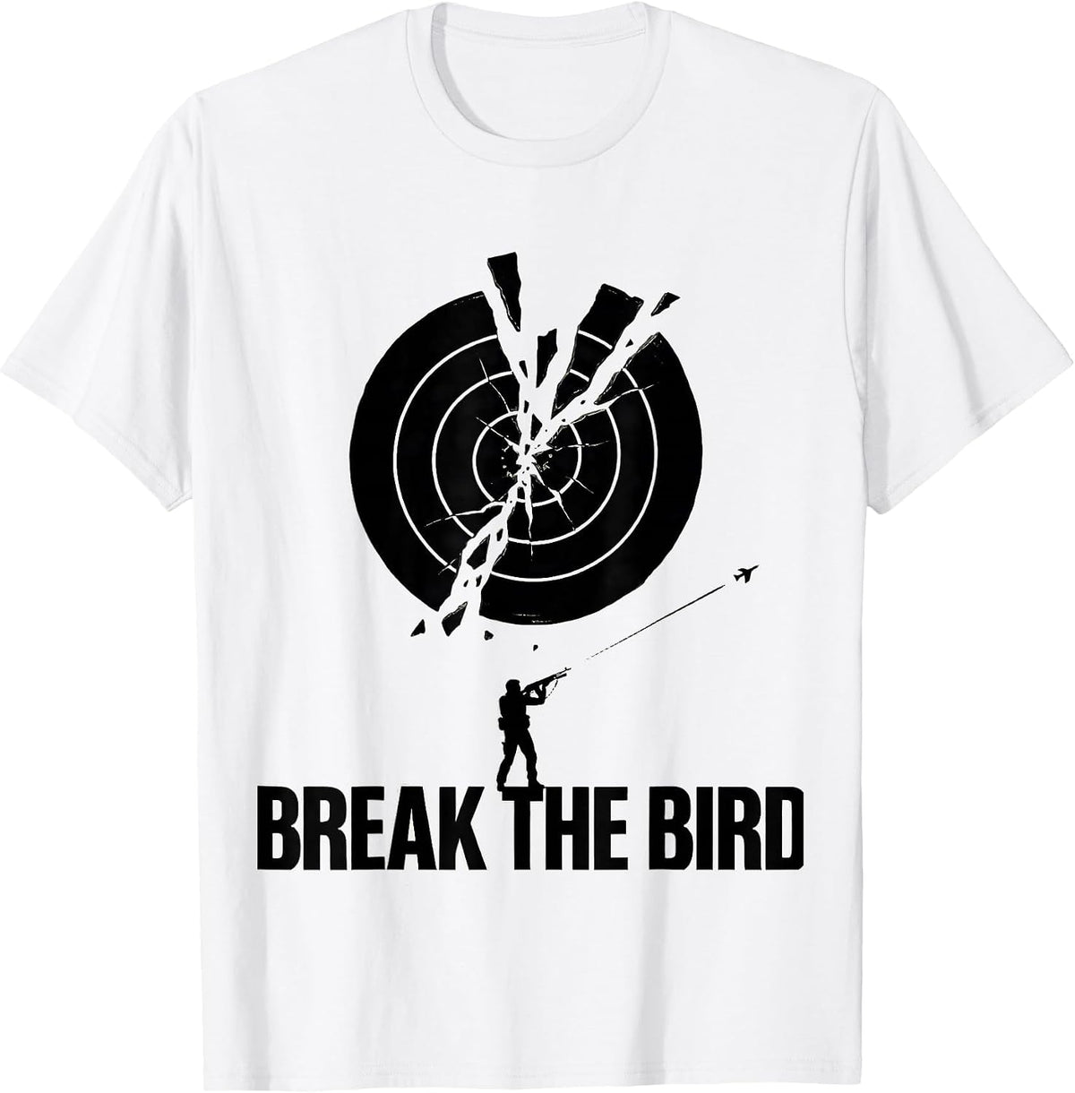 Men's Break The Bird Silhouette Skeet Trap Shooting Patriotic T-Shirt - White