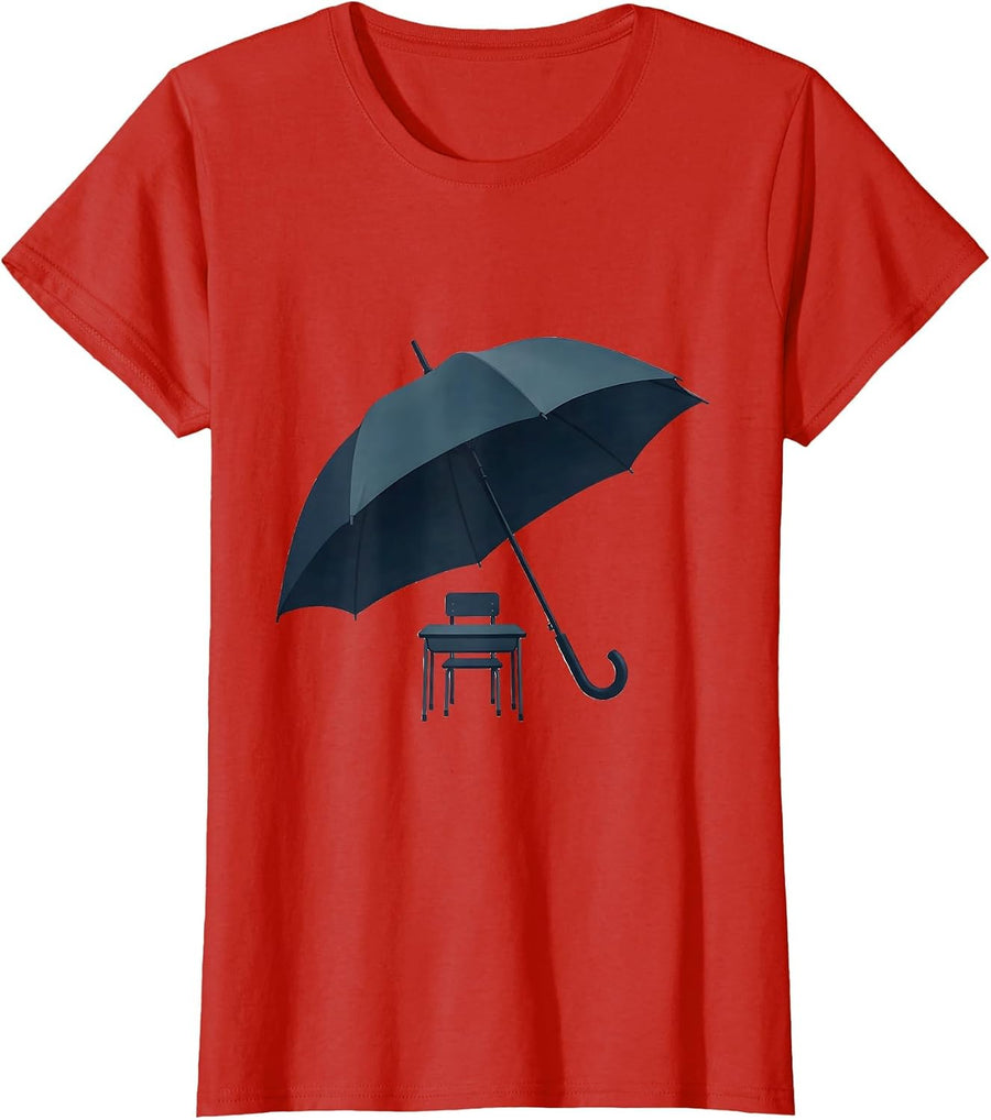 Women's Paraprofessional Protective Umbrella School Desk T-Shirt - Red