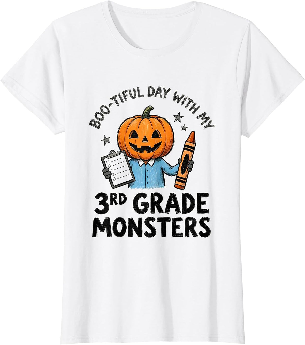 Boo-tiful Day With My 3rd Grade Monsters Teacher T-Shirt - White