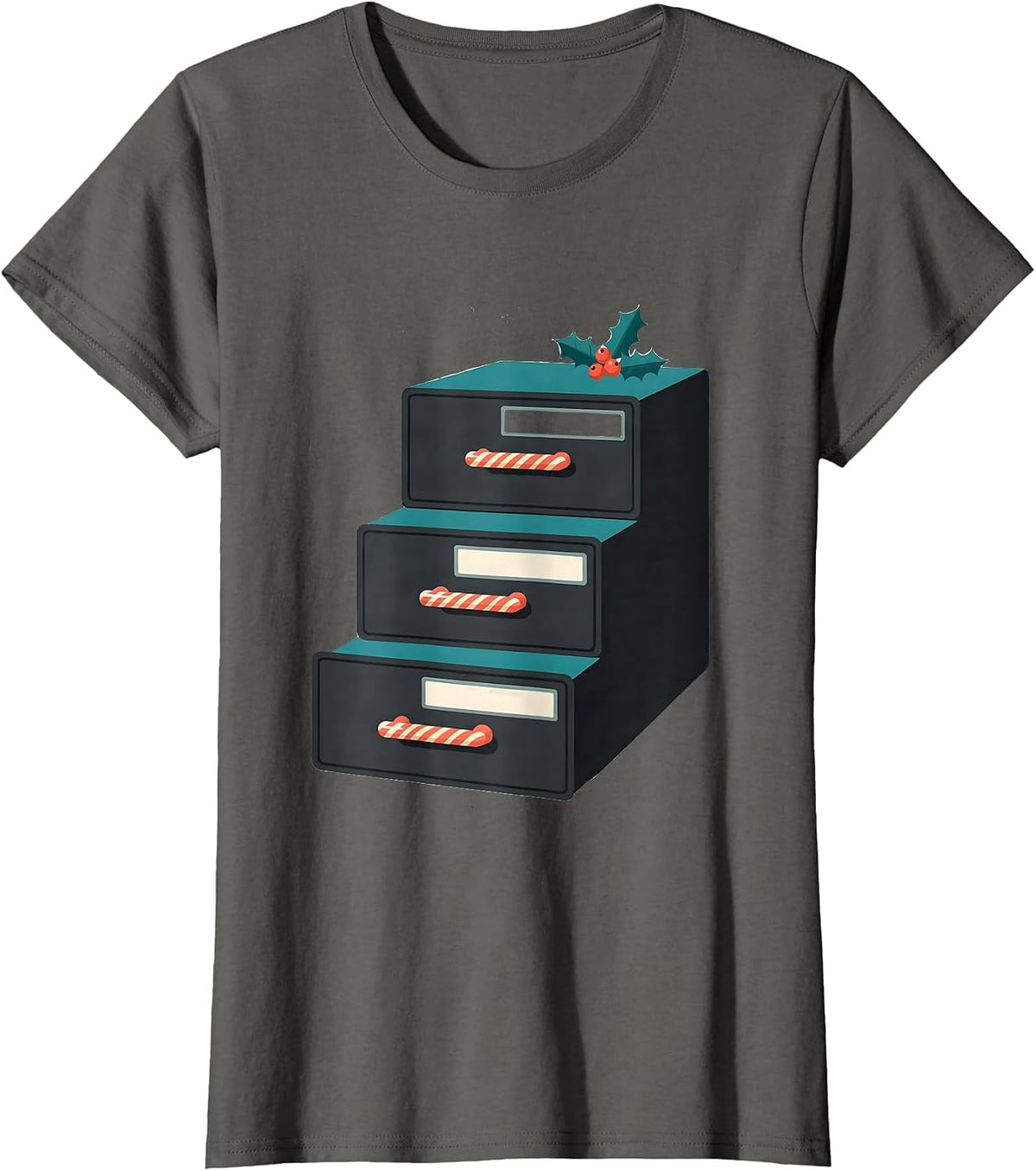 Women's Pharmacy Tech Squad Midcentury Modern Christmas T-Shirt - Asphalt Grey