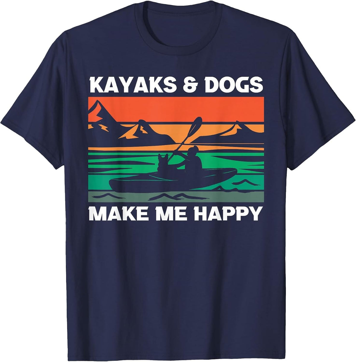 Kayak and Dogs T-Shirt - Navy Blue