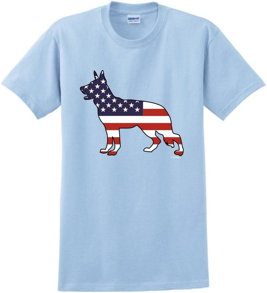 ThisWear Patriotic Dog Gift German Shepherd American Flag T-Shirt - Light Blue