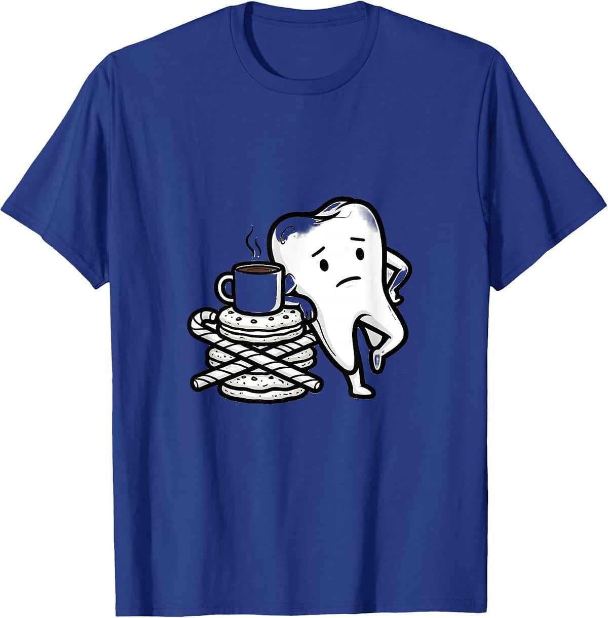 Contour Tooth Dental Humor Christmas Dentist Crew T-Shirt - Royal Blue