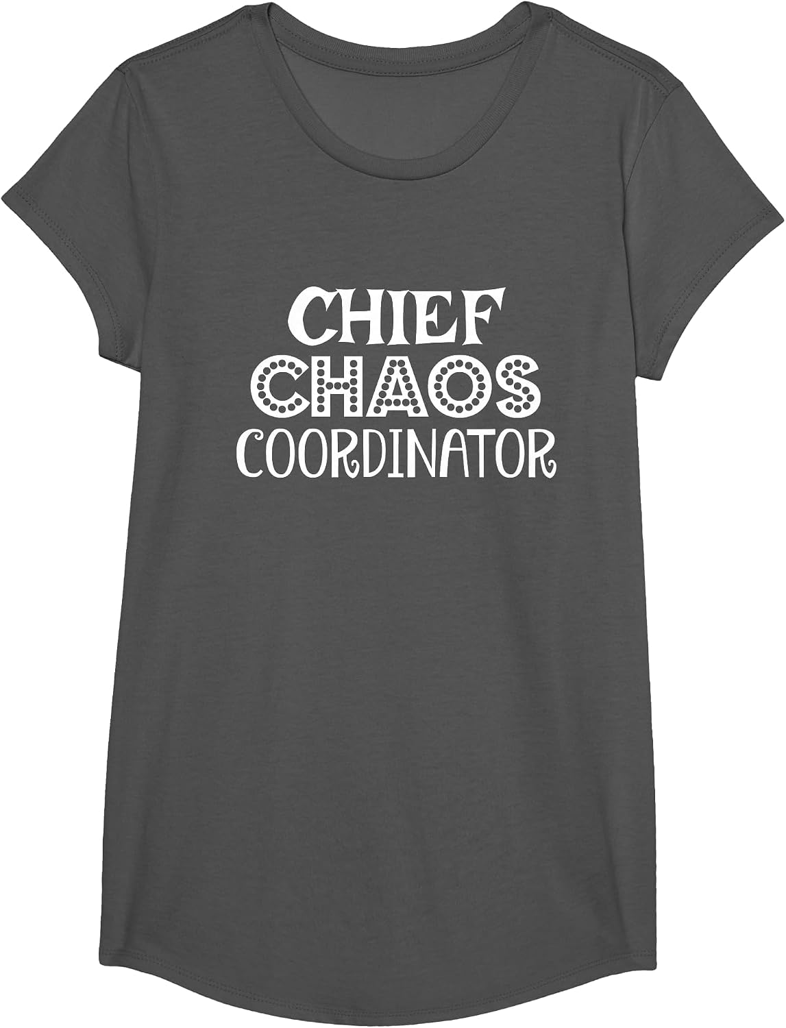 Chief Chaos Coordinator, Funny T-Shirt - Girls Asphalt Grey