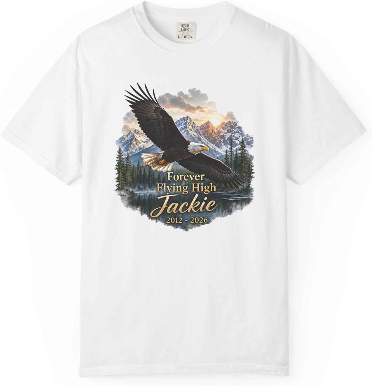 Jackie Bald Eagle Forever Flying High Wildlife Tribute Tee - White
