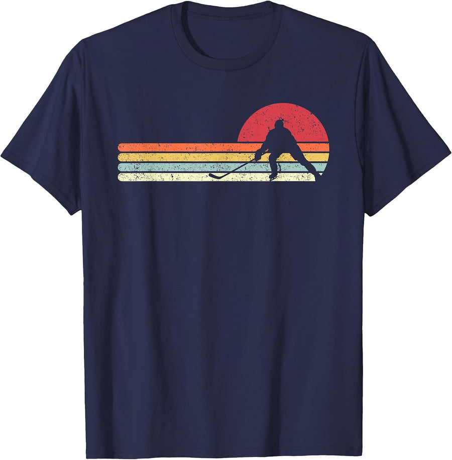 Ice Hockey Shirt. Retro Style for Hockey Player T-Shirt - Navy Blue