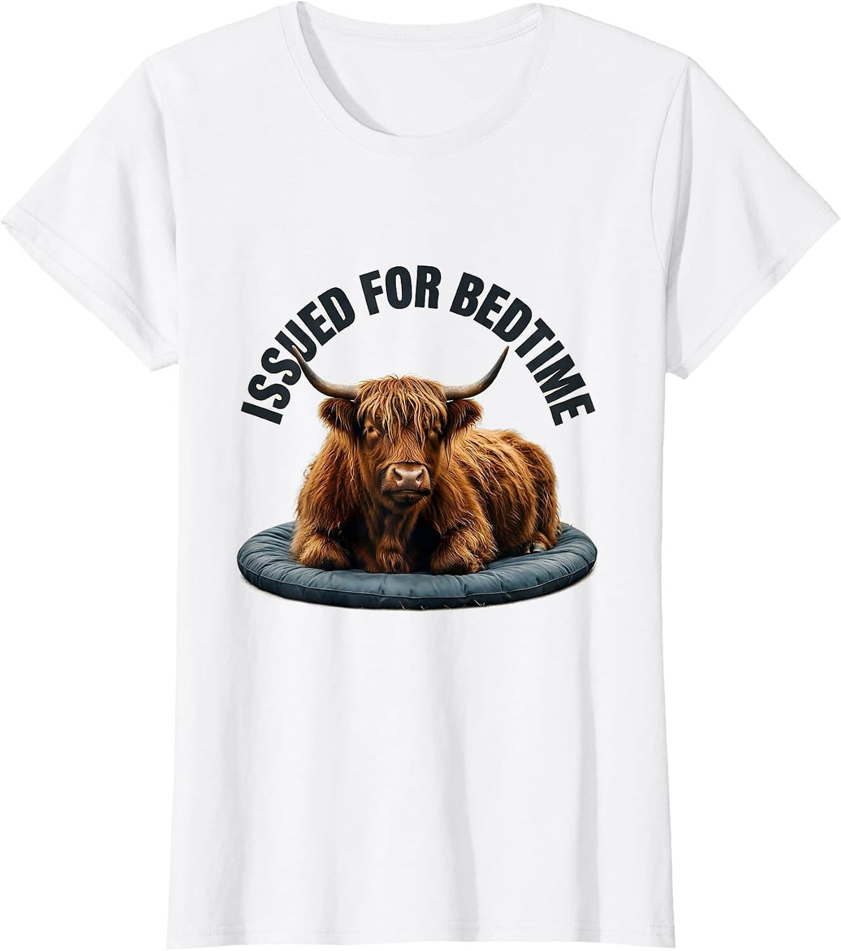 Issued For Bedtime Funny Highland Cow Pajama Nightshirt Gift T-Shirt - White