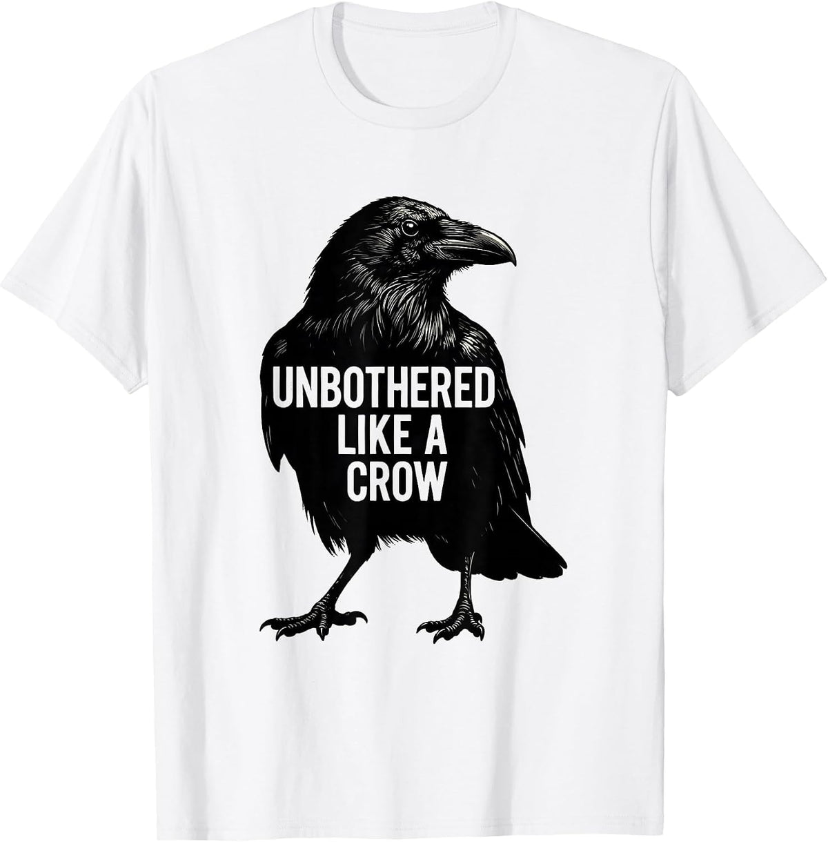 Men's Unbothered Like a Crow Witchy Bird Design T-Shirt - White
