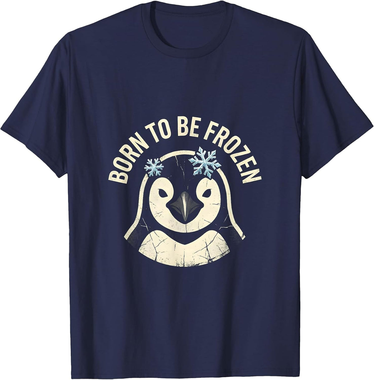 Born to Be Frozen Penguin Graphic Design T-Shirt - Navy Blue