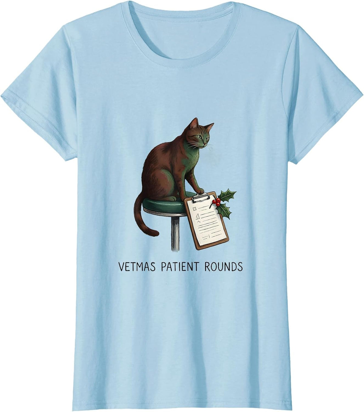 Vetmas Patient Rounds Funny Veterinarian Christmas Vet Tech T-Shirt - Baby Blue