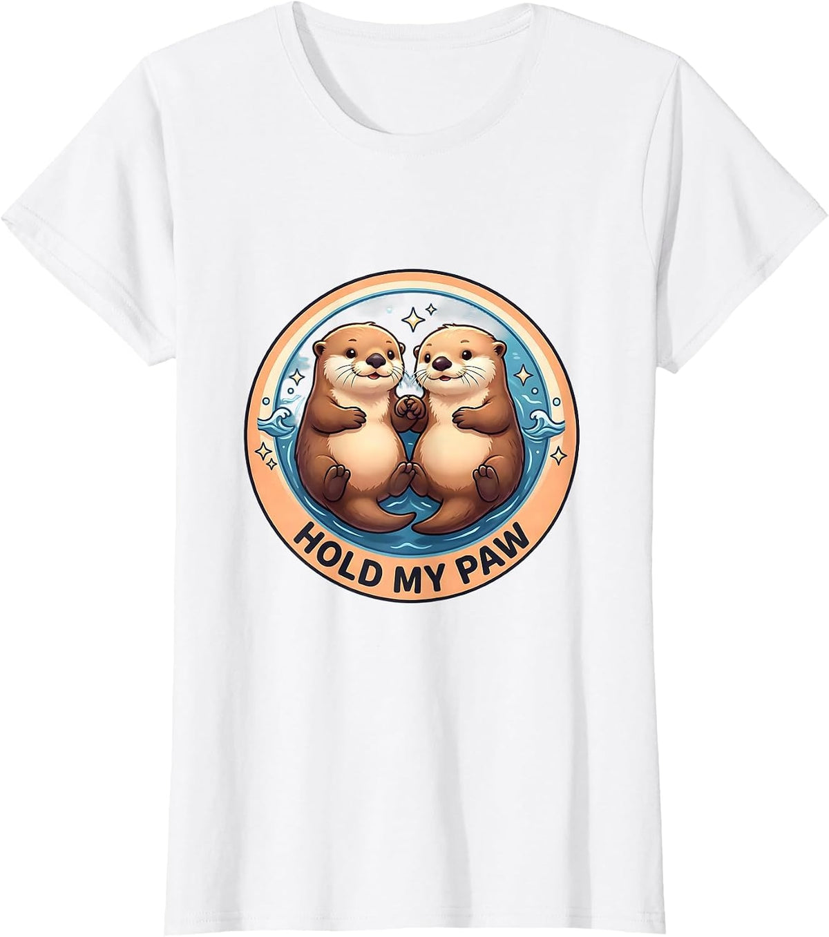 Hold My Paw Cute Sea Otter Design T-Shirt - White