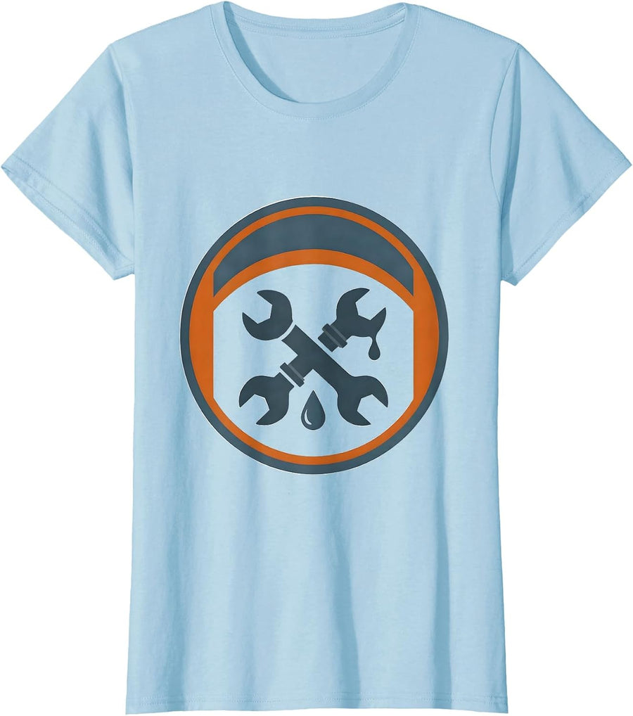 Women's Dad Fixing Leaky Pipe Under Kitchen Sink T-Shirt - Baby Blue
