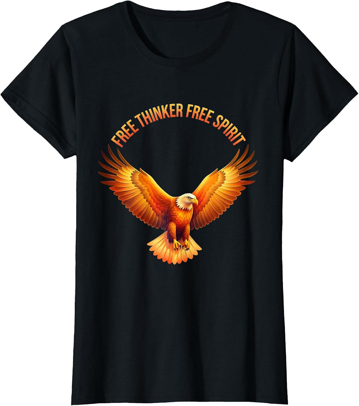 Free Thinker Free Spirit Bold Statement Design T-Shirt - Black
