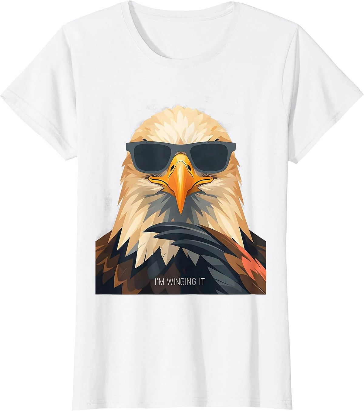 I'm Winging It Funny Bald Eagle Sunglasses Mascot Humor T-Shirt - White