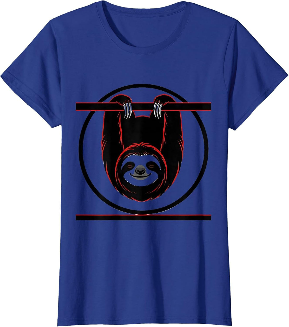 Women's Smug Sloth Sarcastic Upside Down Branch Art T-Shirt - Royal Blue