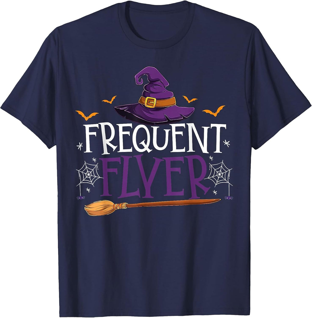 Frequent Flyer Witch Autumn Halloween Costume Women T-Shirt - Navy Blue