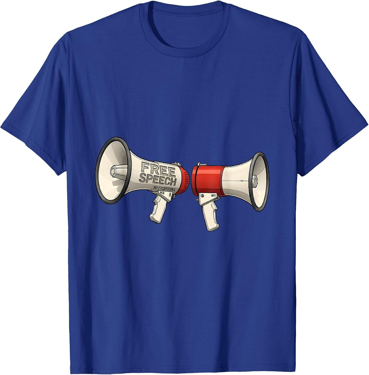 Men's Free Speech No Exceptions Bold Statement Design T-Shirt - Royal Blue