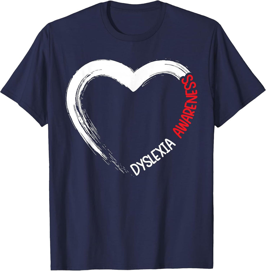 Dyslexia Awareness Reading Disorder Learning Disability T-Shirt - Navy Blue