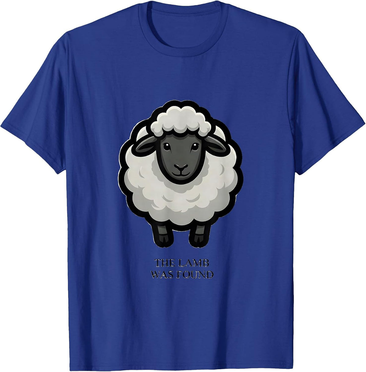 The Lamb Was Found Cartoon Christian Faith Sheep Psalm 23 T-Shirt - Royal Blue