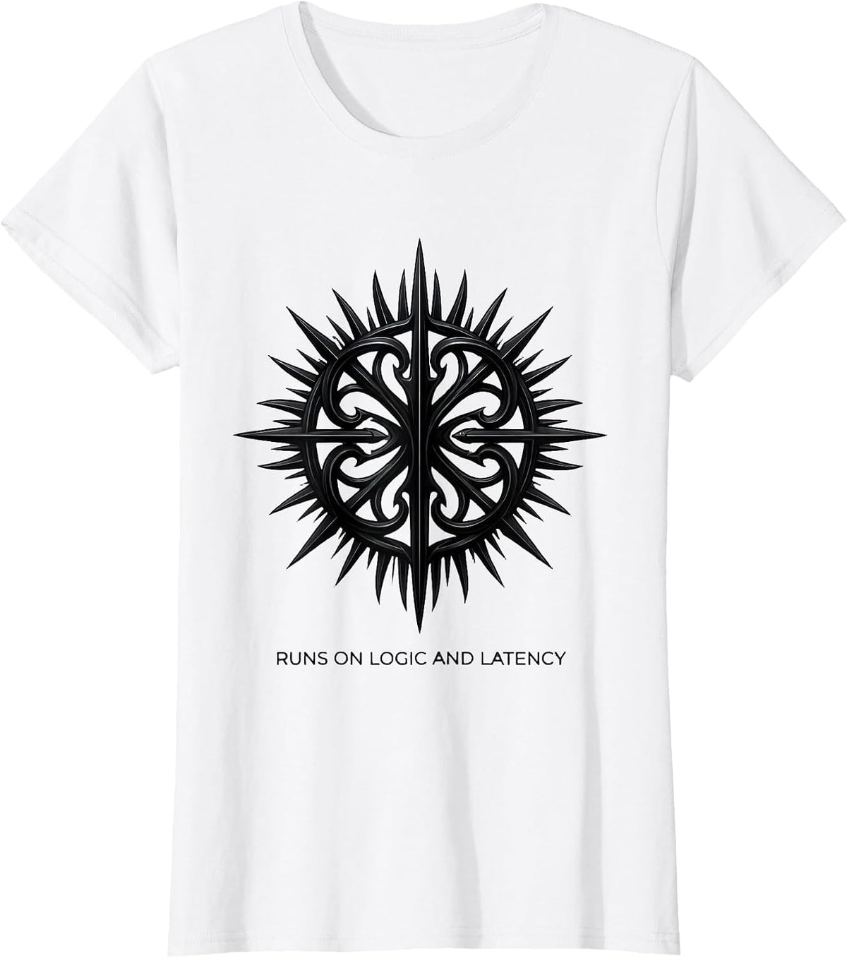 Runs On Logic And Latency Funny Tech Support Engineer T-Shirt - White