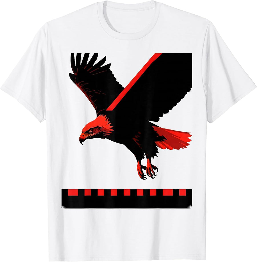 Men's Bald Eagle Descending Vintage Sports Fan Patriotic Pride T-Shirt - White
