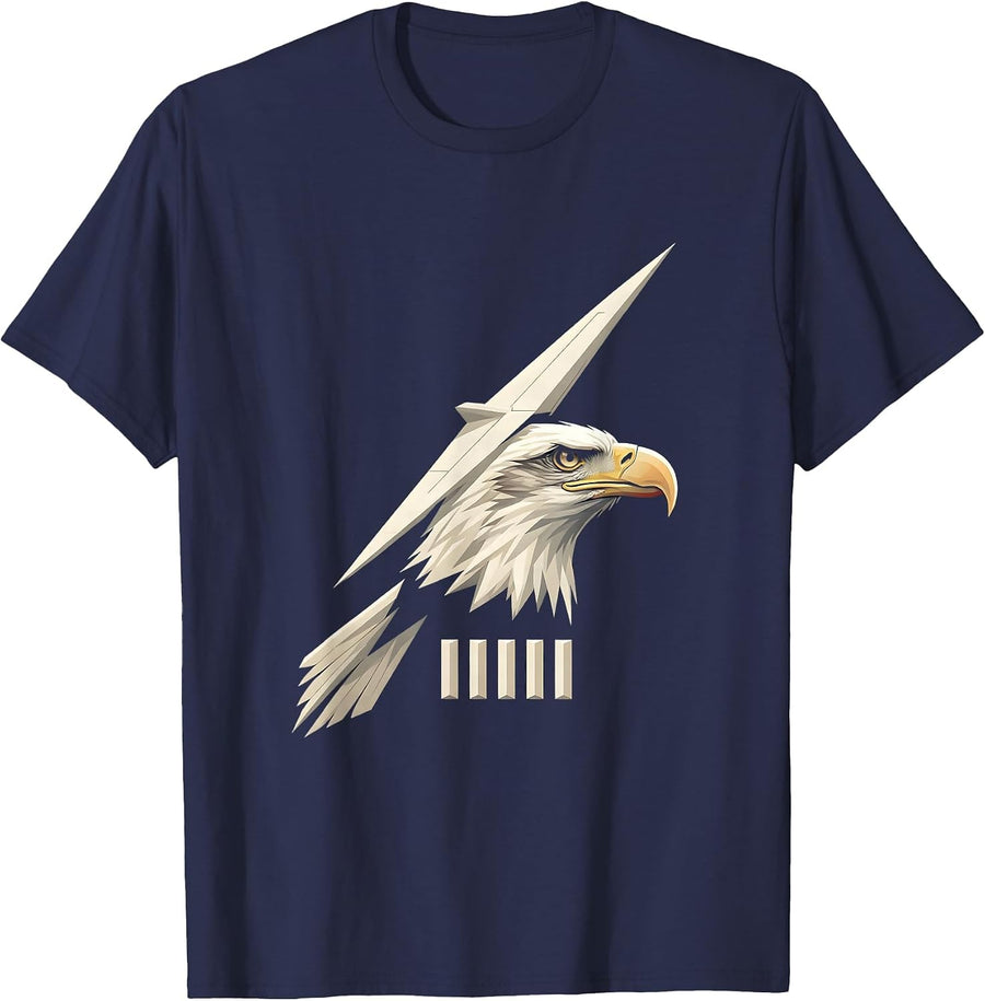 Bald Eagle Head Minimalist Patriotic Fan T-Shirt - Navy Blue