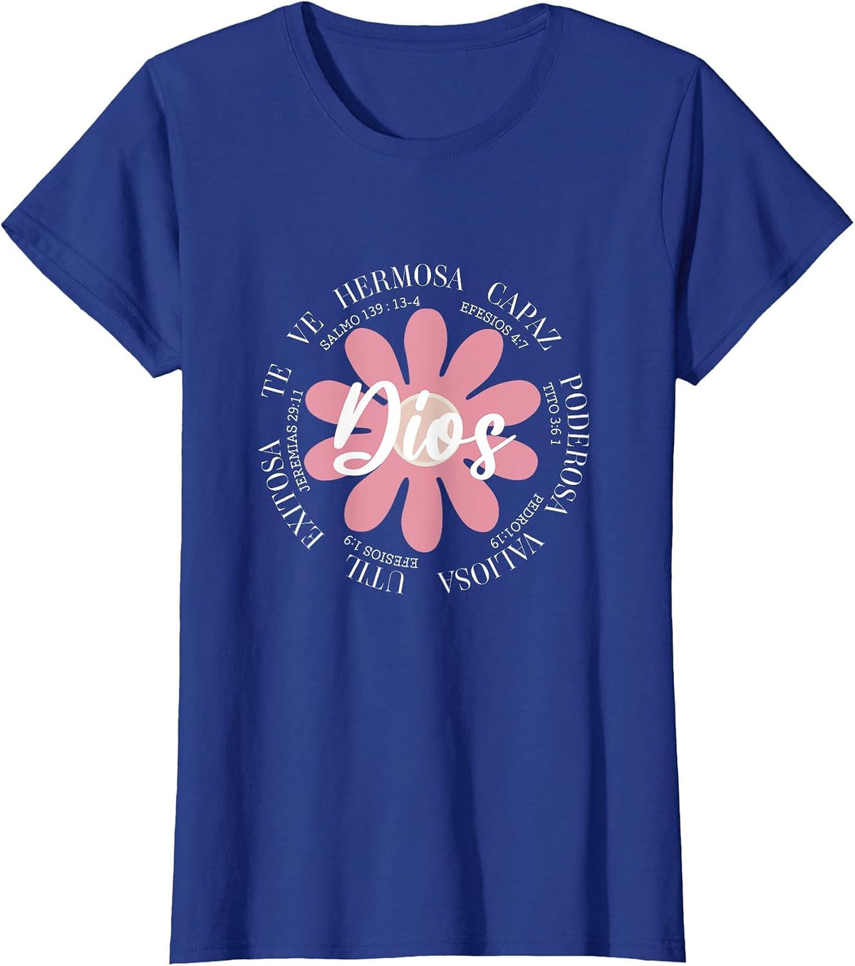 Dios Frases Religiosas Florales Spanish Biblicas Cristianas T-Shirt - Royal Blue