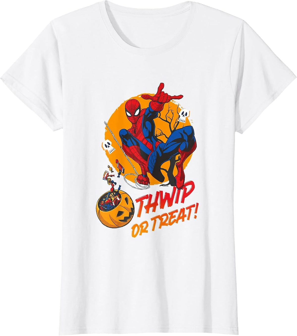 Marvel Comics Halloween Spider-Man Thwip Or Treat! T-Shirt - White