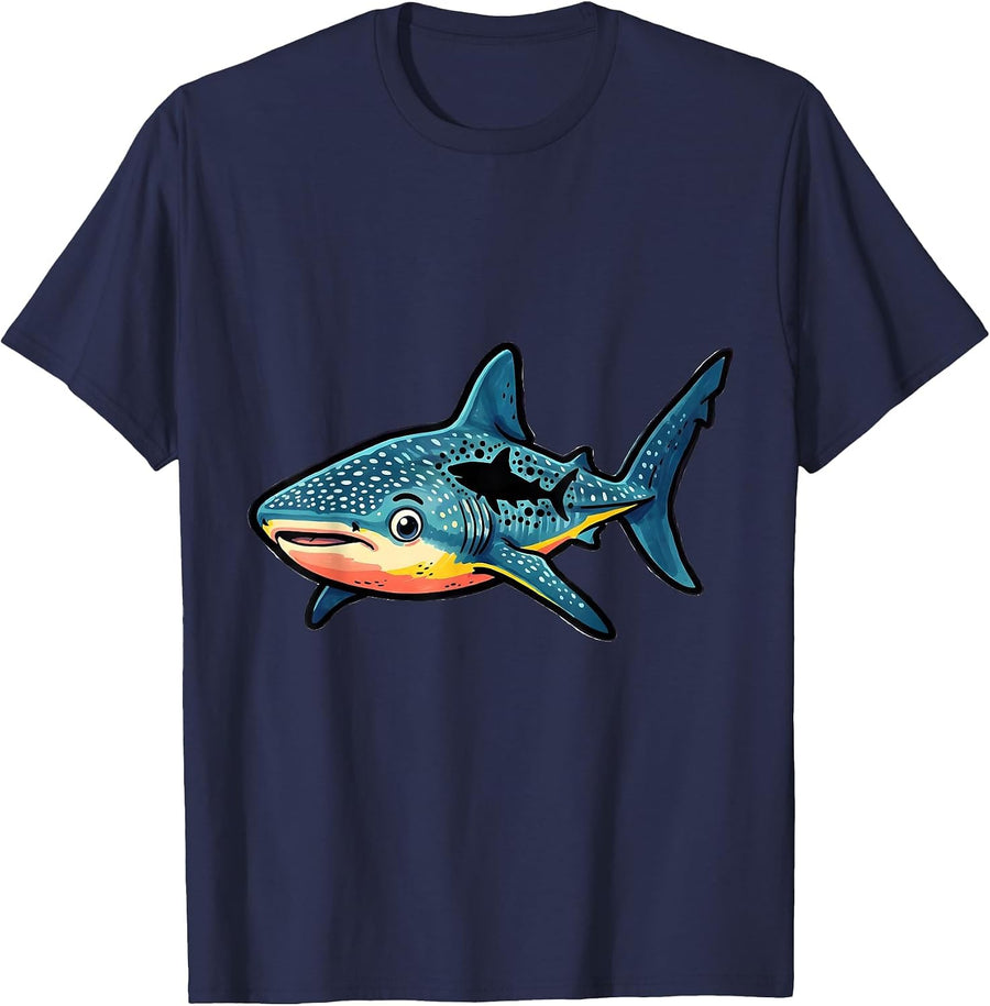 Whale Shark Cheerful Marine Wildlife Ocean Lover Humor T-Shirt - Navy Blue