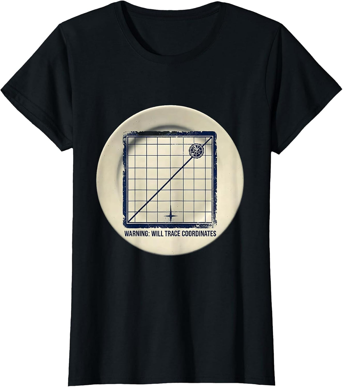 Warning Will Trace Coordinates Funny Geography Teacher T-Shirt - Black