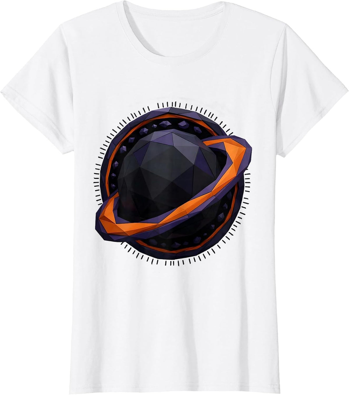Black Hole Diagram Low Poly Space Science Enthusiast T-Shirt - White
