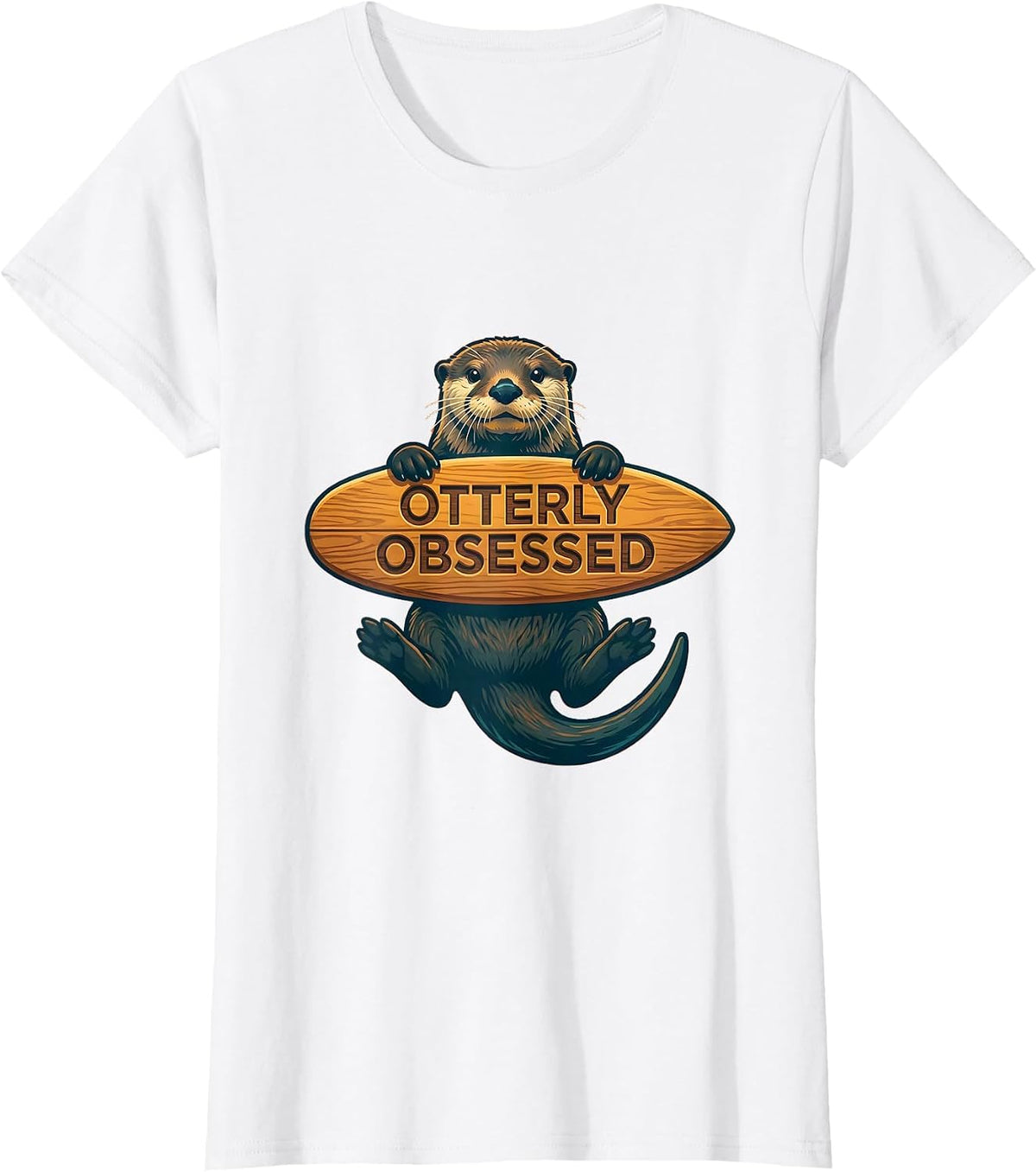 Women's Otterly Obsessed Sea Otter Lover Design T-Shirt - White