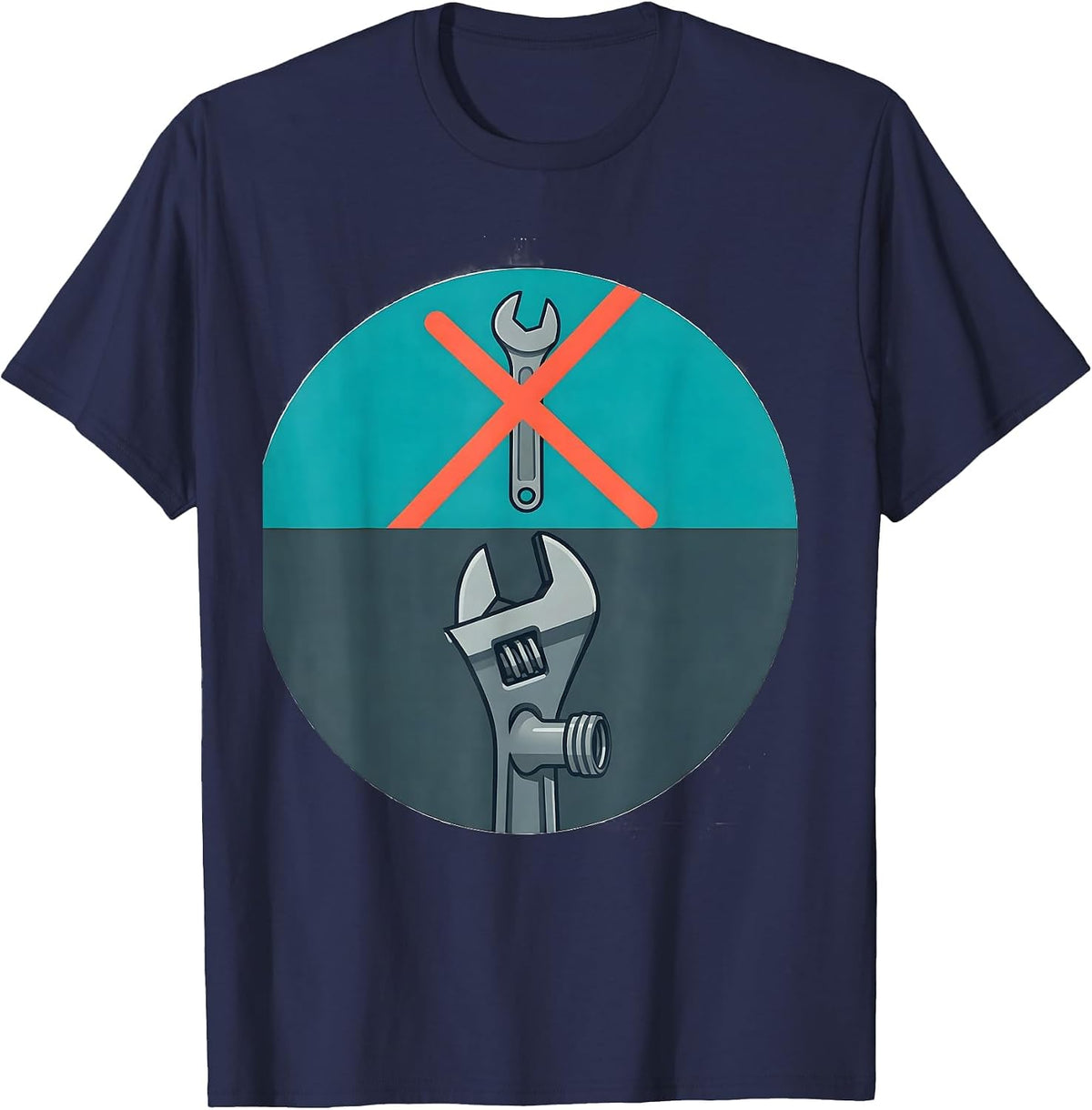 Men's Sealed Pipe Wrench Plumber Dad Trade Humor T-Shirt - Navy Blue