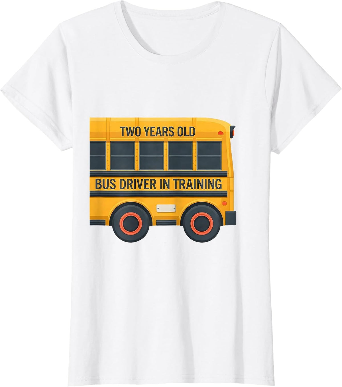 Two Years Old, Bus Driver In Training Funny School Bus T-Shirt - White