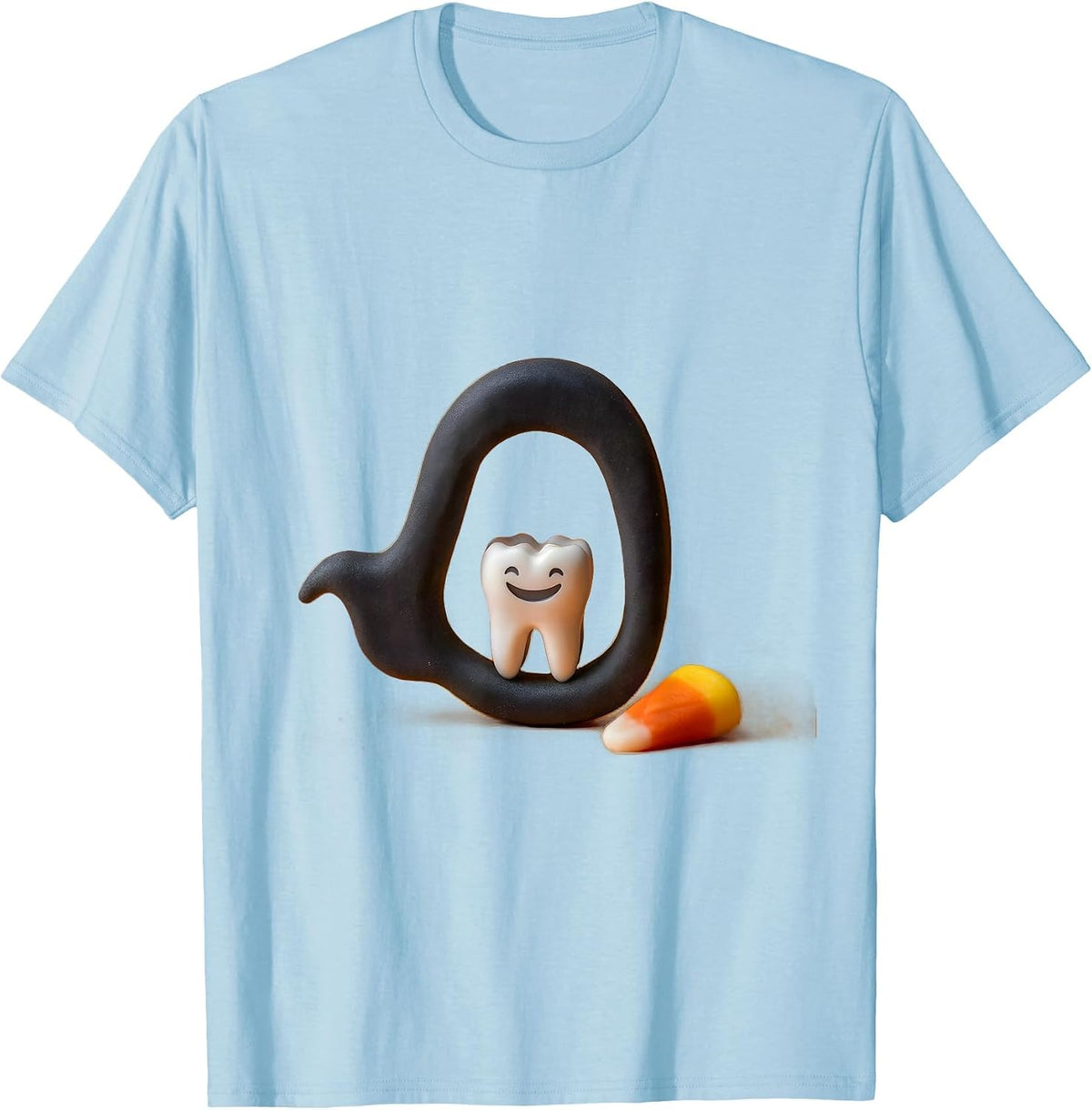 Men's Smiling Molar Ghost Floss Halloween Dentist Costume T-Shirt - Baby Blue