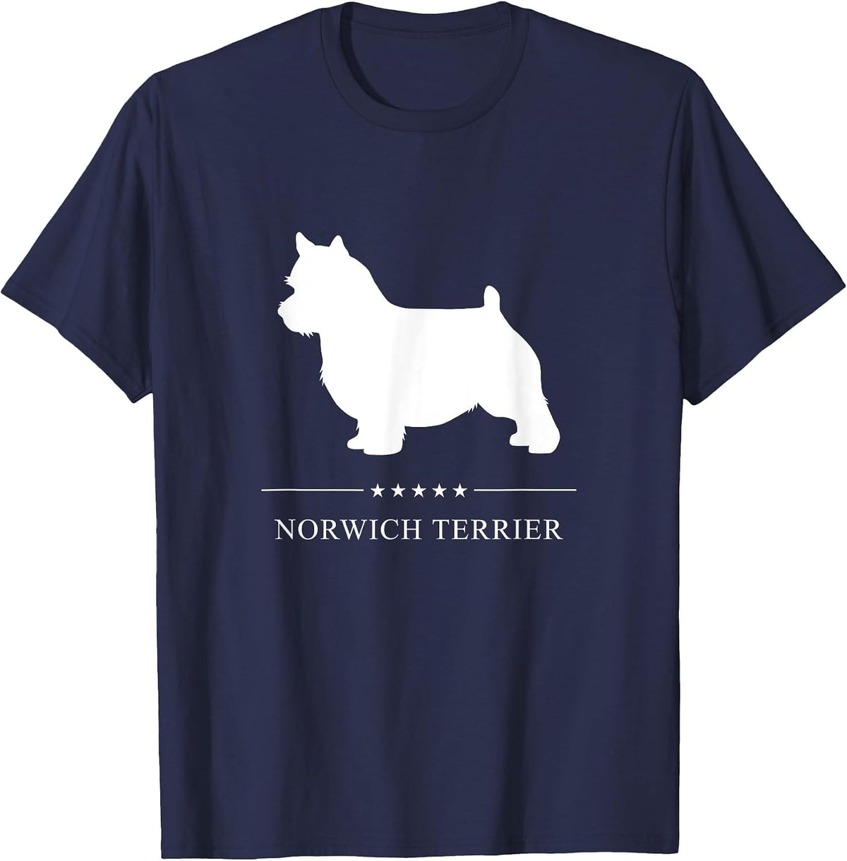 Norwich Terrier Dog White Silhouette T-Shirt - Navy Blue