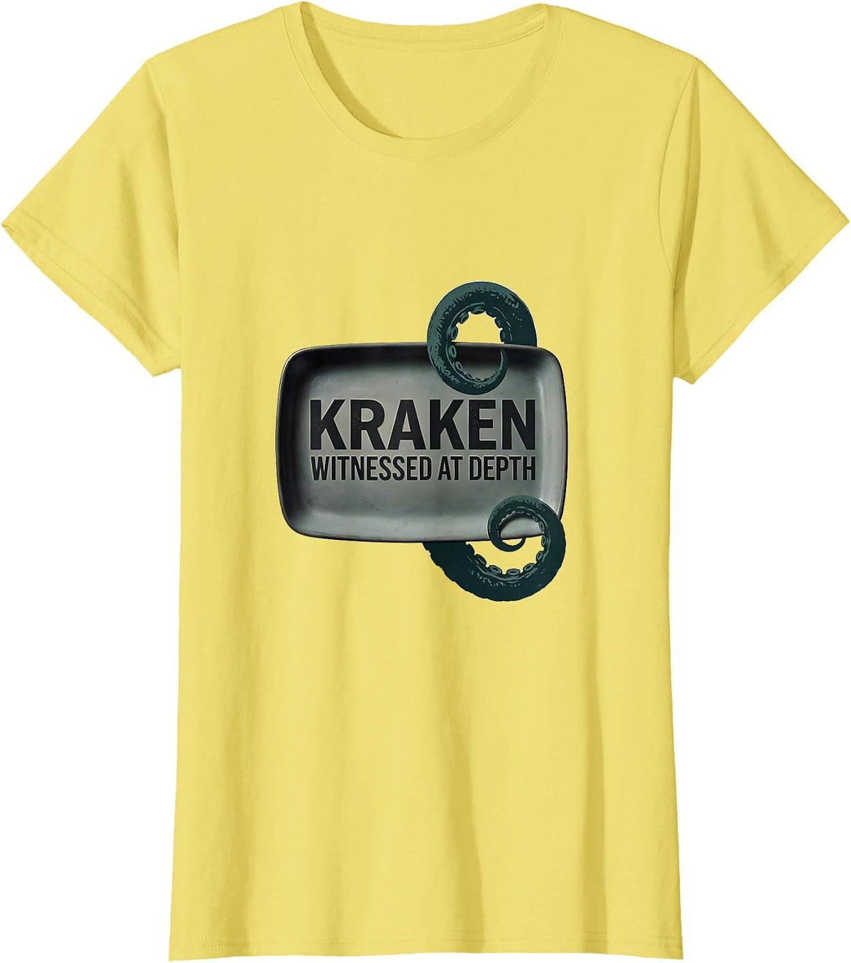 Kraken Witnessed At Depth Minimalist Octopus Lover Gift T-Shirt - Lemon Yellow