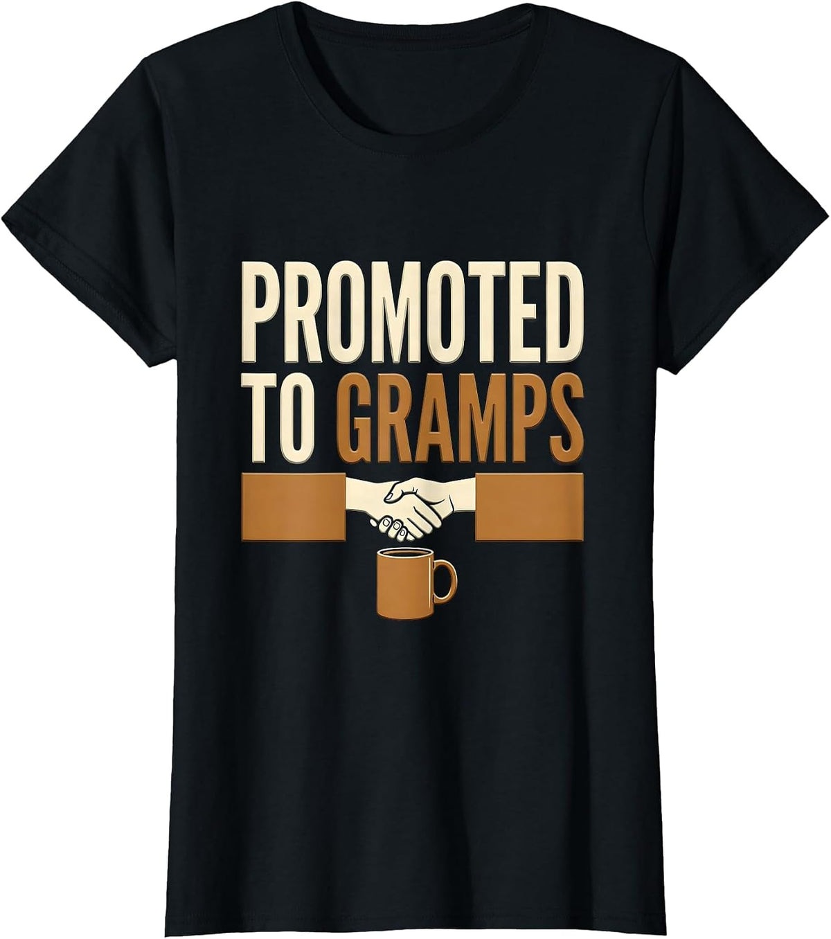 Promoted To Gramps Funny Grandpa Gift for Dad Papa Family T-Shirt - Black