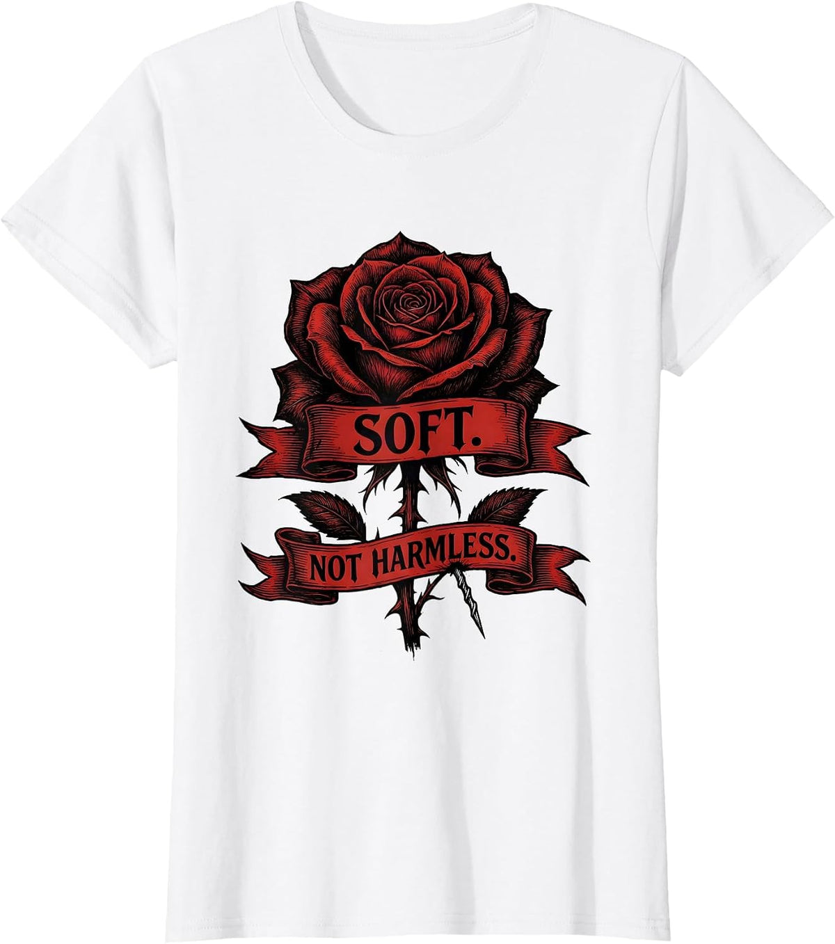 Soft. Not Harmless Gothic Dark Romance Dark Aesthetic T-Shirt - White