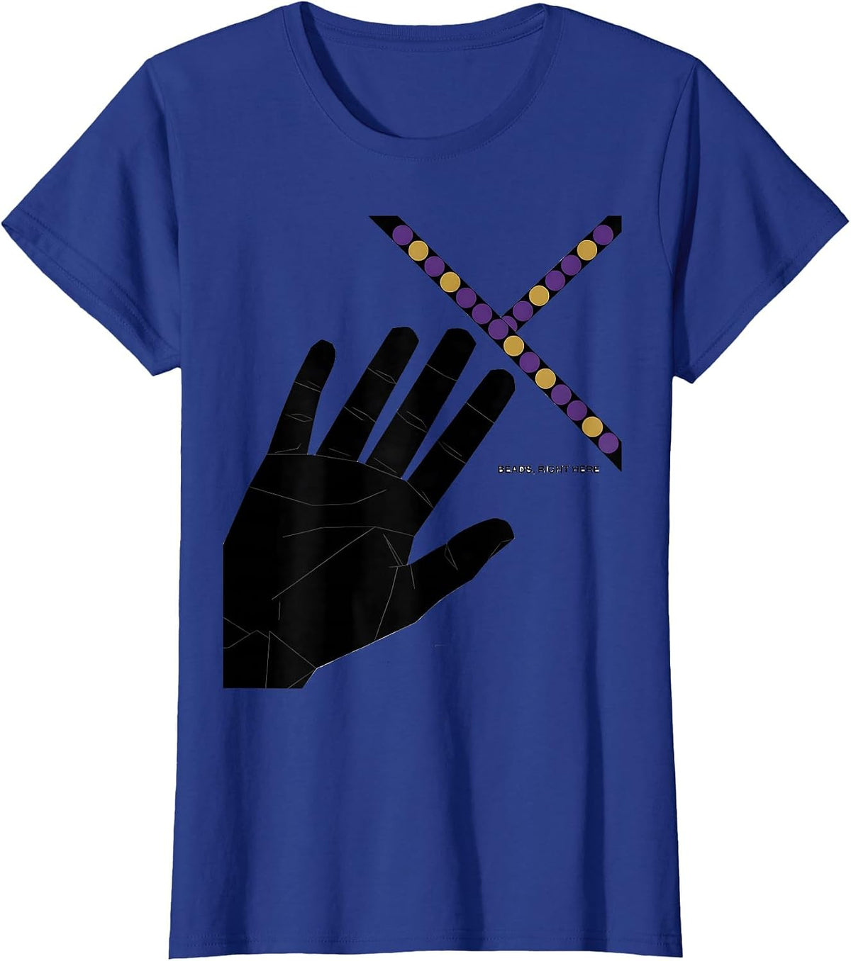 Women's Beads Right Here Swiss International Mardi Gras Carnival T-Shirt - Royal Blue