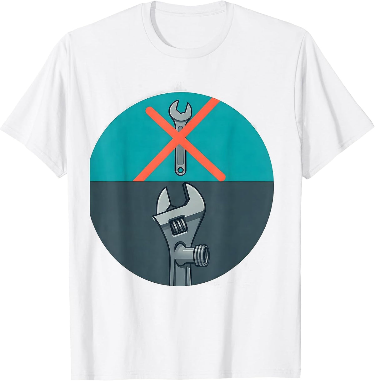 Men's Sealed Pipe Wrench Plumber Dad Trade Humor T-Shirt - White