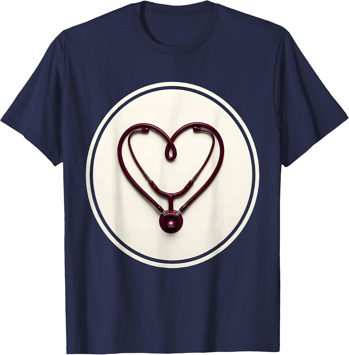 Stethoscope Heart Medical Assistant Gift T-Shirt - Navy Blue