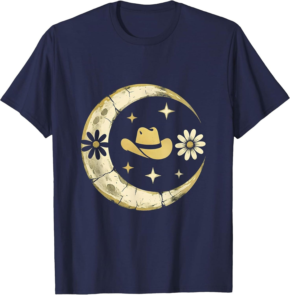 Cowgirl Riding Horse Through Desert Canyon T-Shirt - Navy Blue