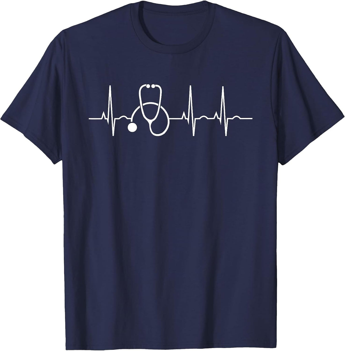 Stethoscope Heartbeat EKG Nurse Medical Doctor Cool Nursing T-Shirt - Navy Blue