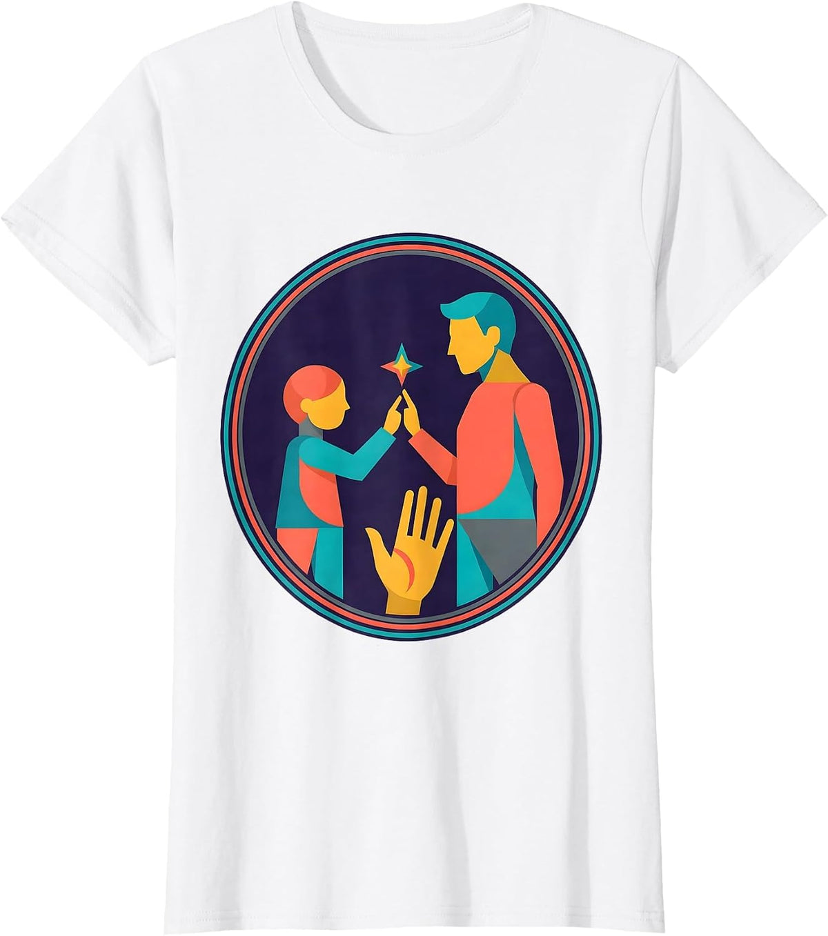 Women's Paraprofessional Reaching Hands Graphic Design T-Shirt - White