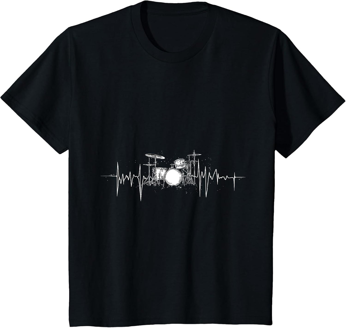Drum Heartbeat Lifeline Music Lover Drummer T-Shirt - Black