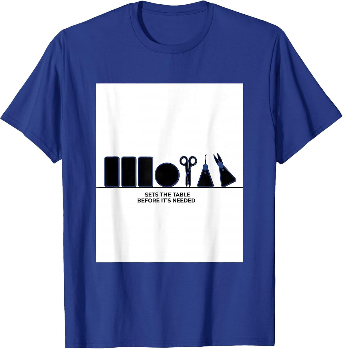 Men's Sets The Table Before It's Needed Geometric Surgical Tech T-Shirt - Royal Blue