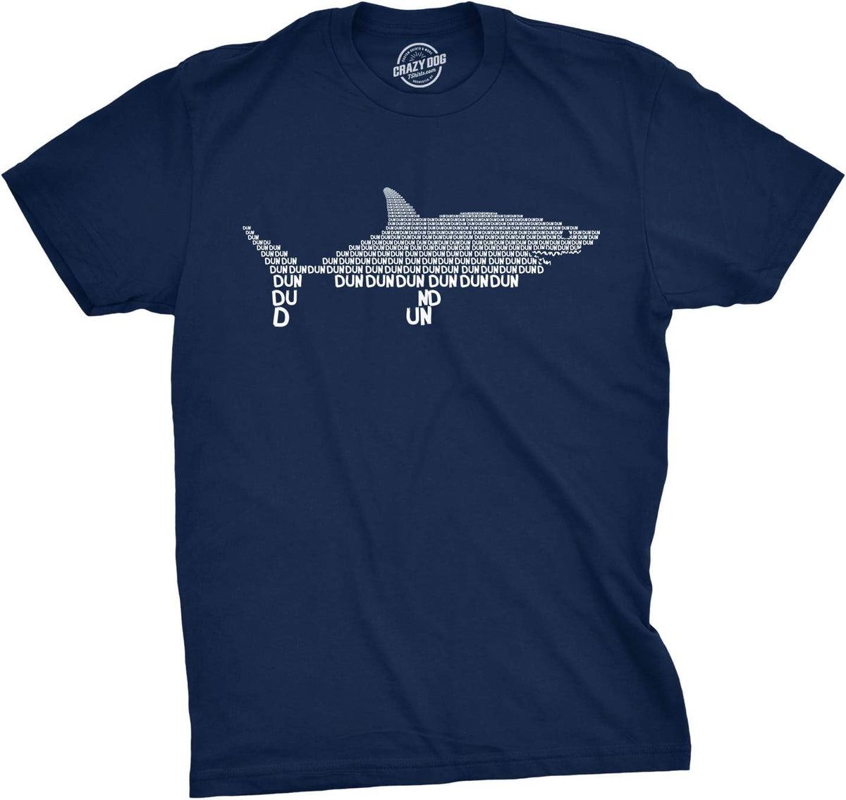 Funny Shark T Shirts for Men Jaws Shirts for Guys Funny Graphic Tee - Heather Navy - Dun Dun